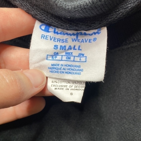 Champion Reverse Weave Black Crewneck Sweatshirt Size Small - Picture 3 of 5